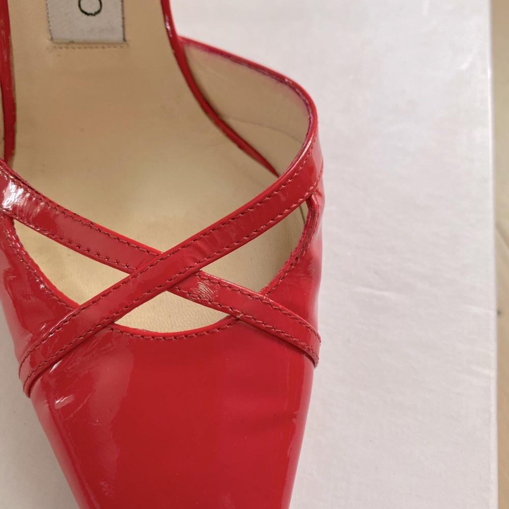 JIMMY CHOO Raspberry Patent Leather Pointed Toe Pumps 36.5 - Picture 7 of 16